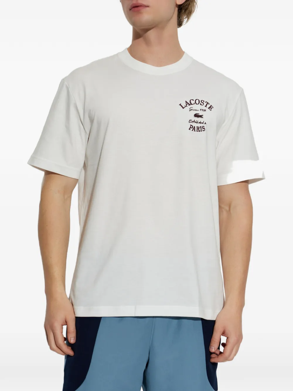 Lacoste T-shirt met geborduurd logo Wit