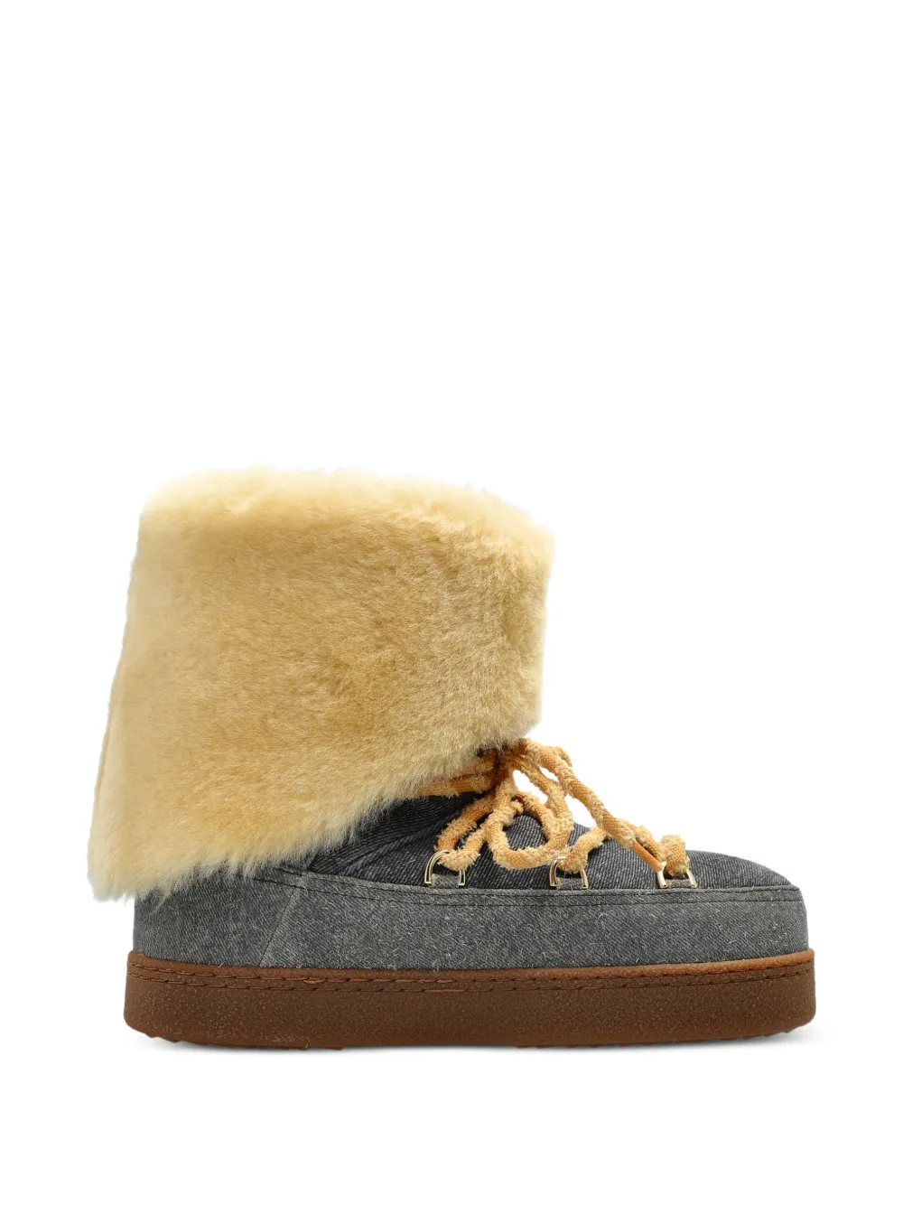 Inuikii shearling-trim denim snow boots in Grey