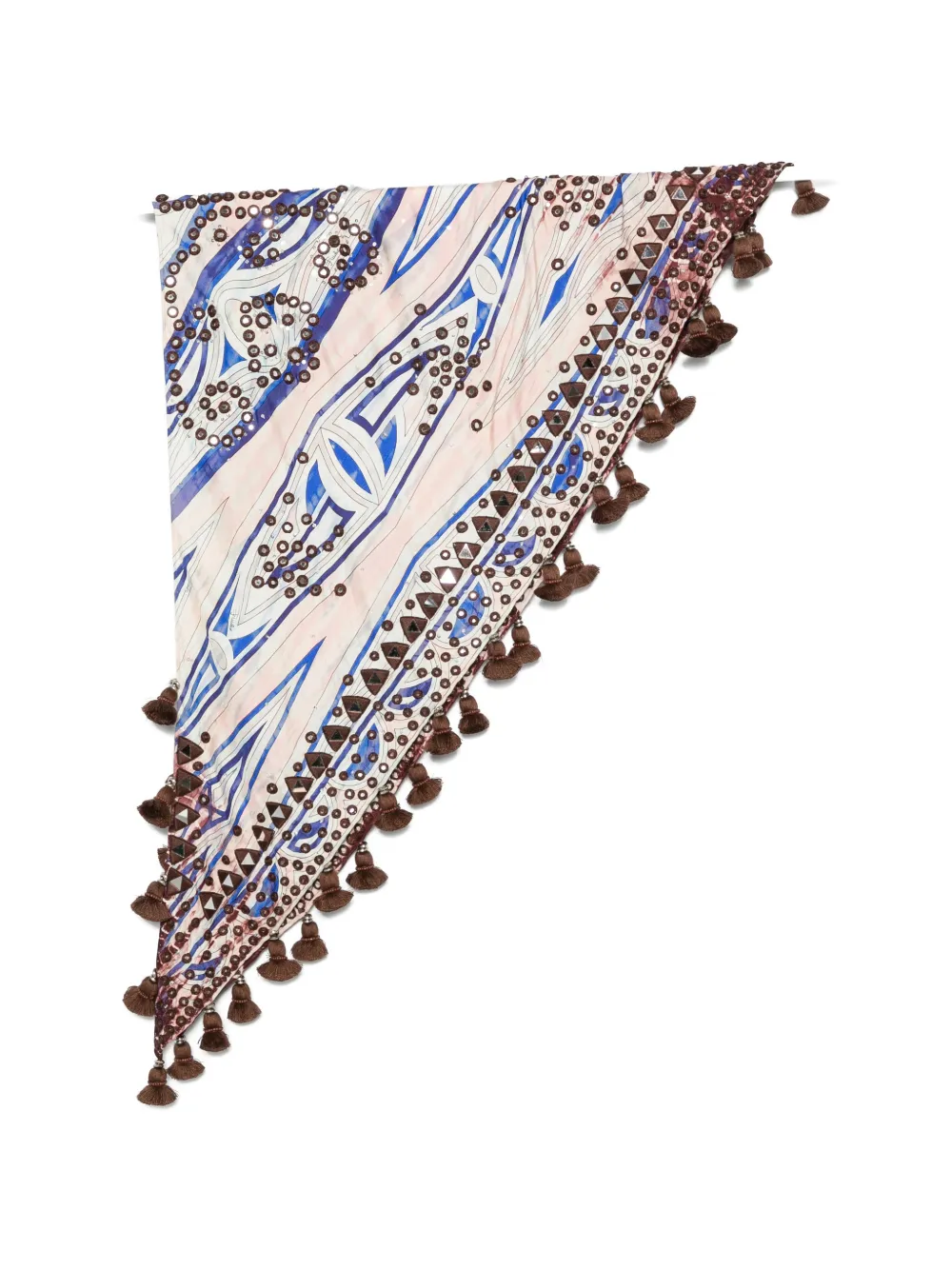 Pucci Mirror-embellished Tassel-trim Scarf In Multi