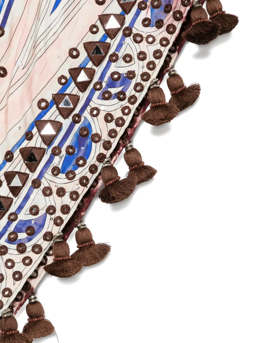 PUCCI Sjaal verfraaid met spiegels en kwastafwerking Beige