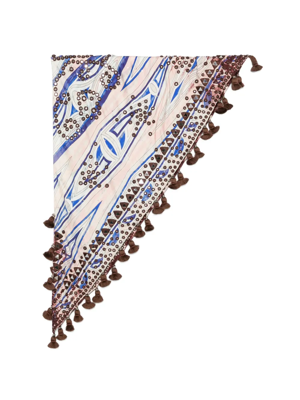 PUCCI mirror-embellished tassel-trim scarf - Nude