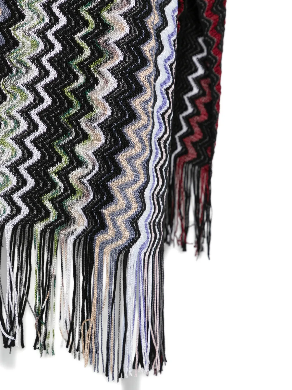 Missoni zigzag-knit hooded poncho Zwart