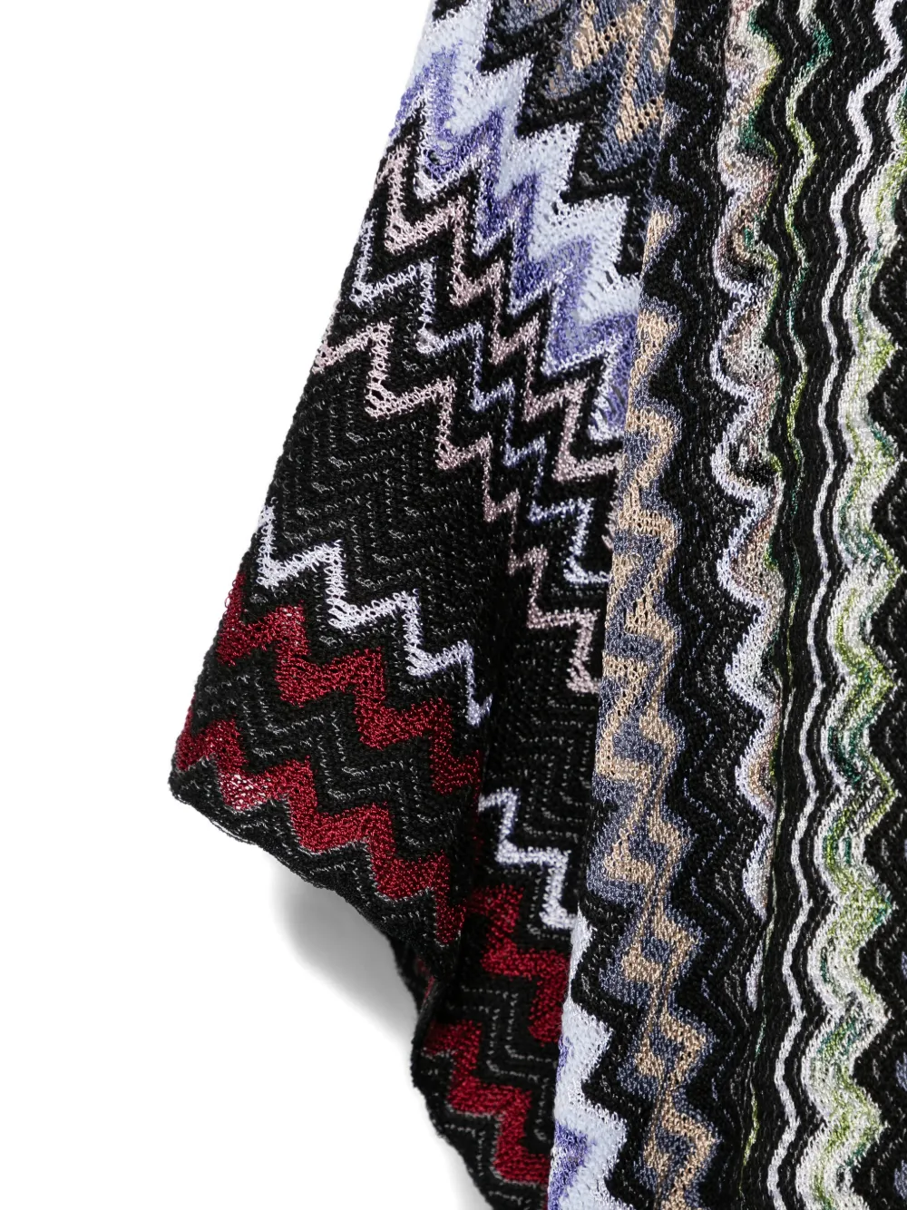 Missoni zigzag-knit hooded poncho Zwart