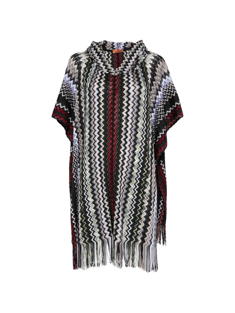 Missoni zigzag-knit hooded poncho Zwart
