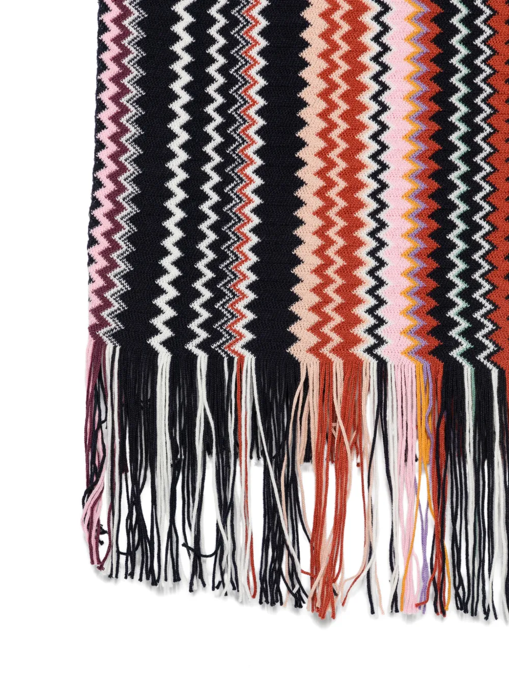 Missoni Sjaal met franje en zigzagprint Zwart