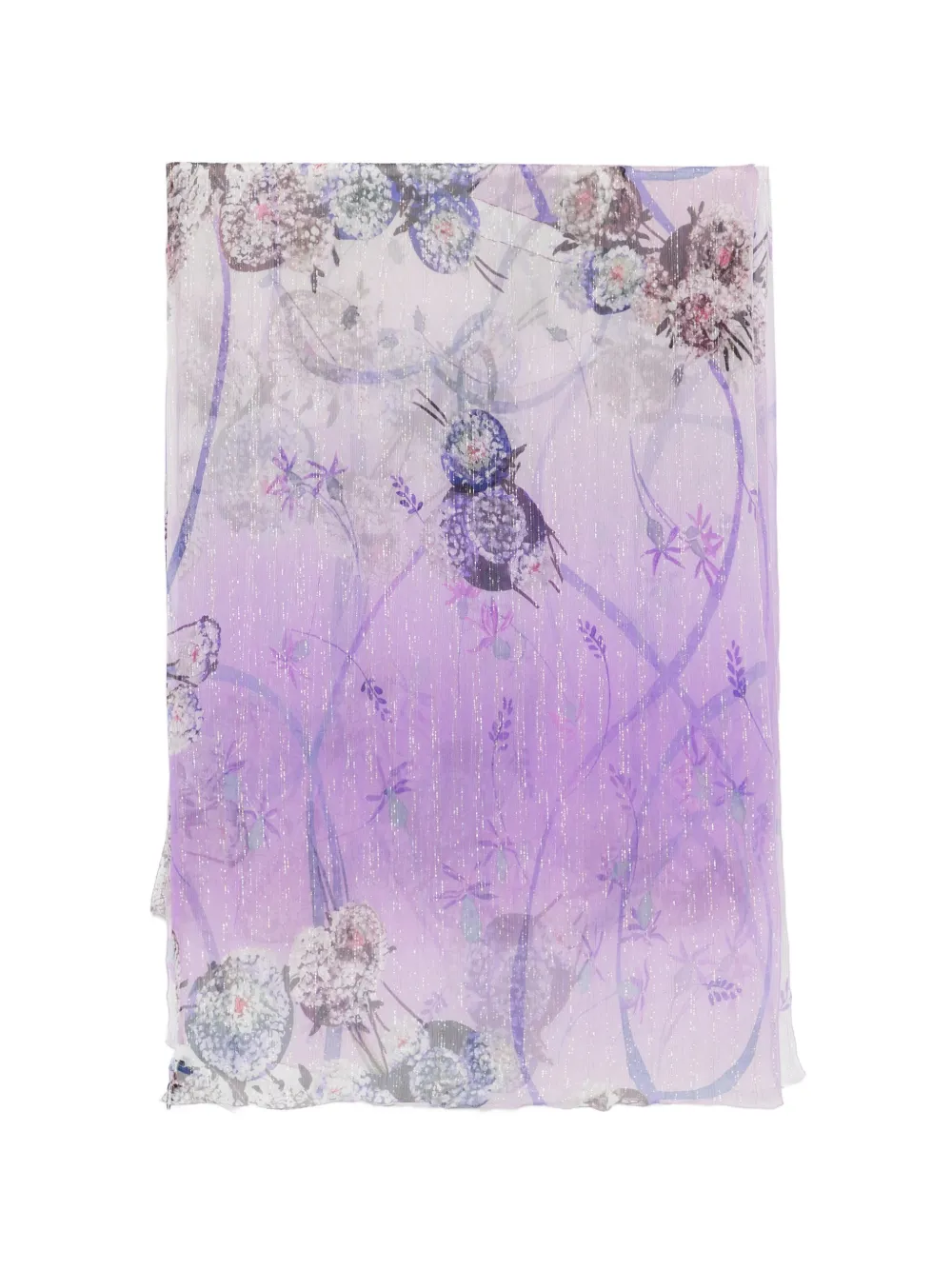 Blumarine floral-print lamé-effect scarf - Purple