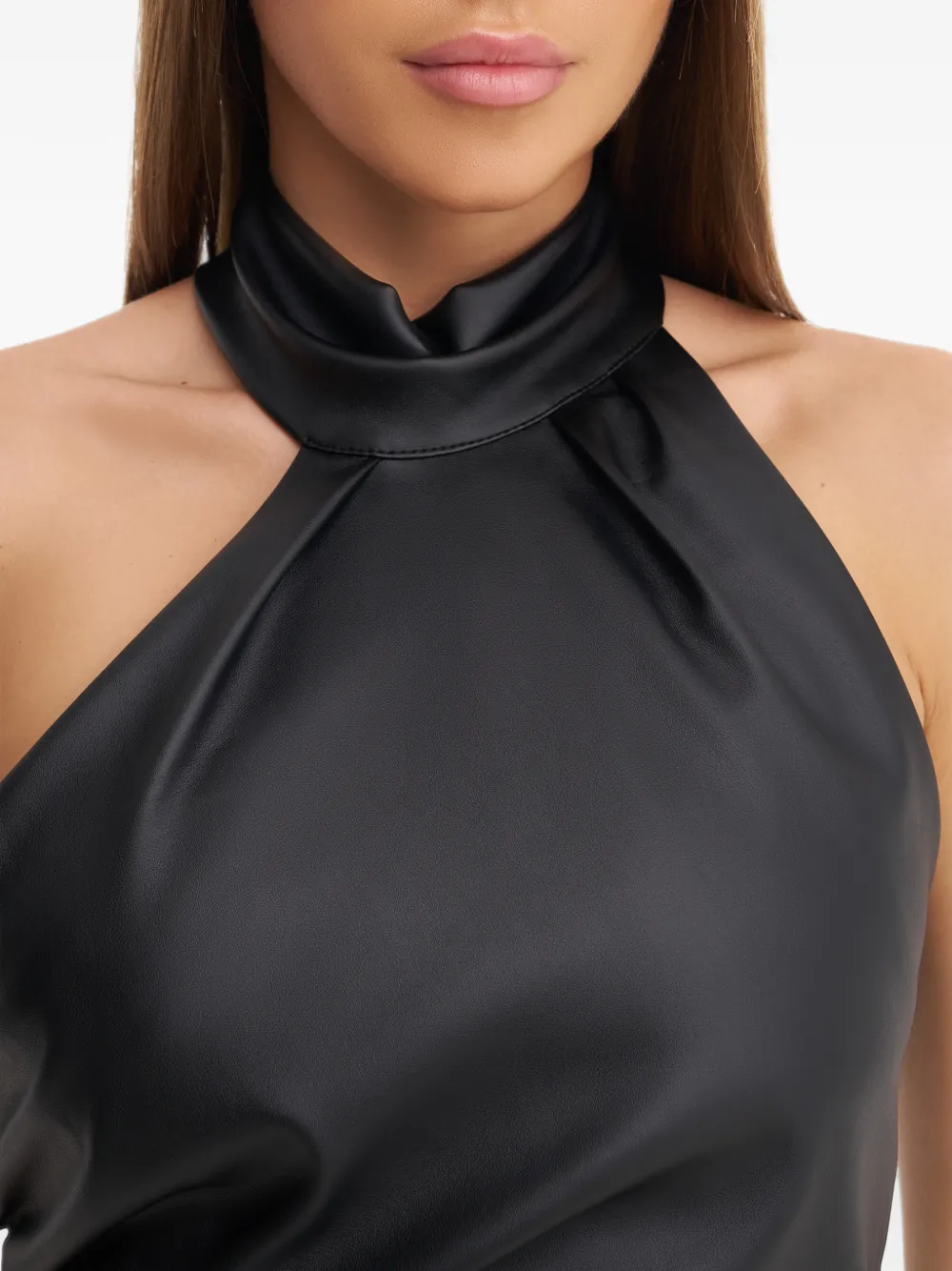 Lika halterneck draped mini dress Zwart