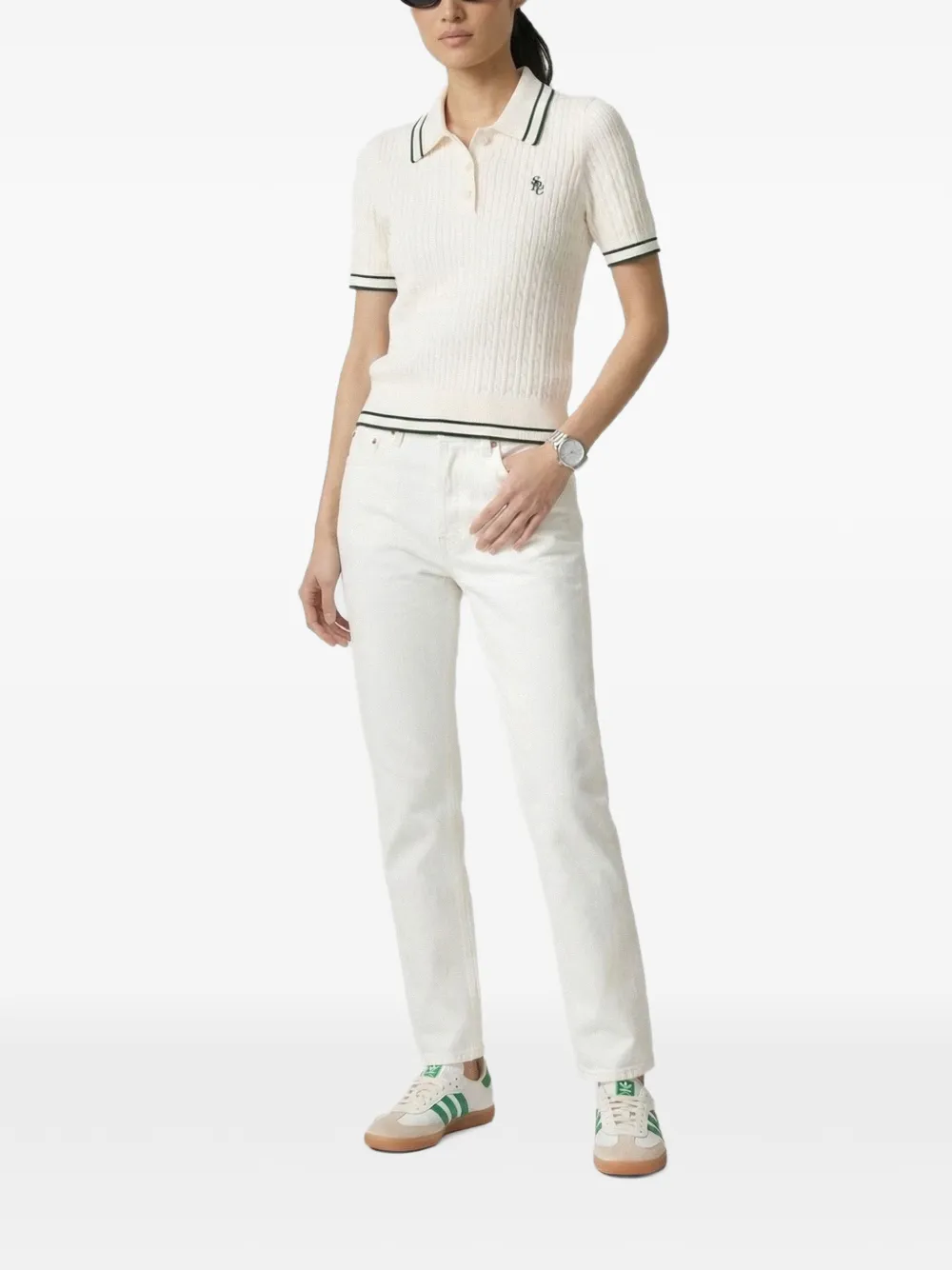 Sporty & Rich Kabelgebreid poloshirt Beige
