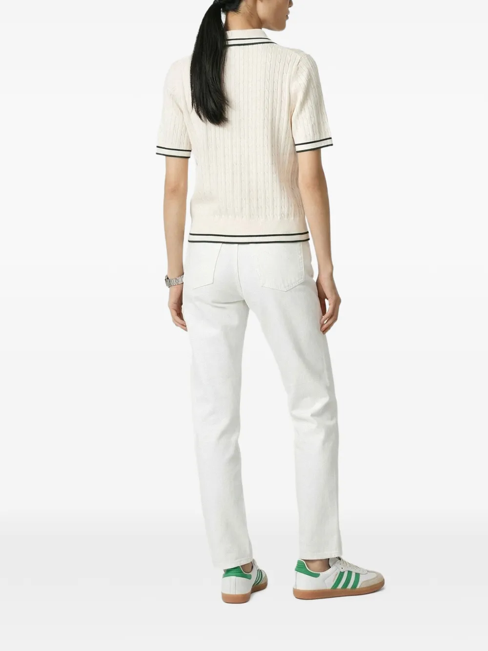 Sporty & Rich Kabelgebreid poloshirt Beige