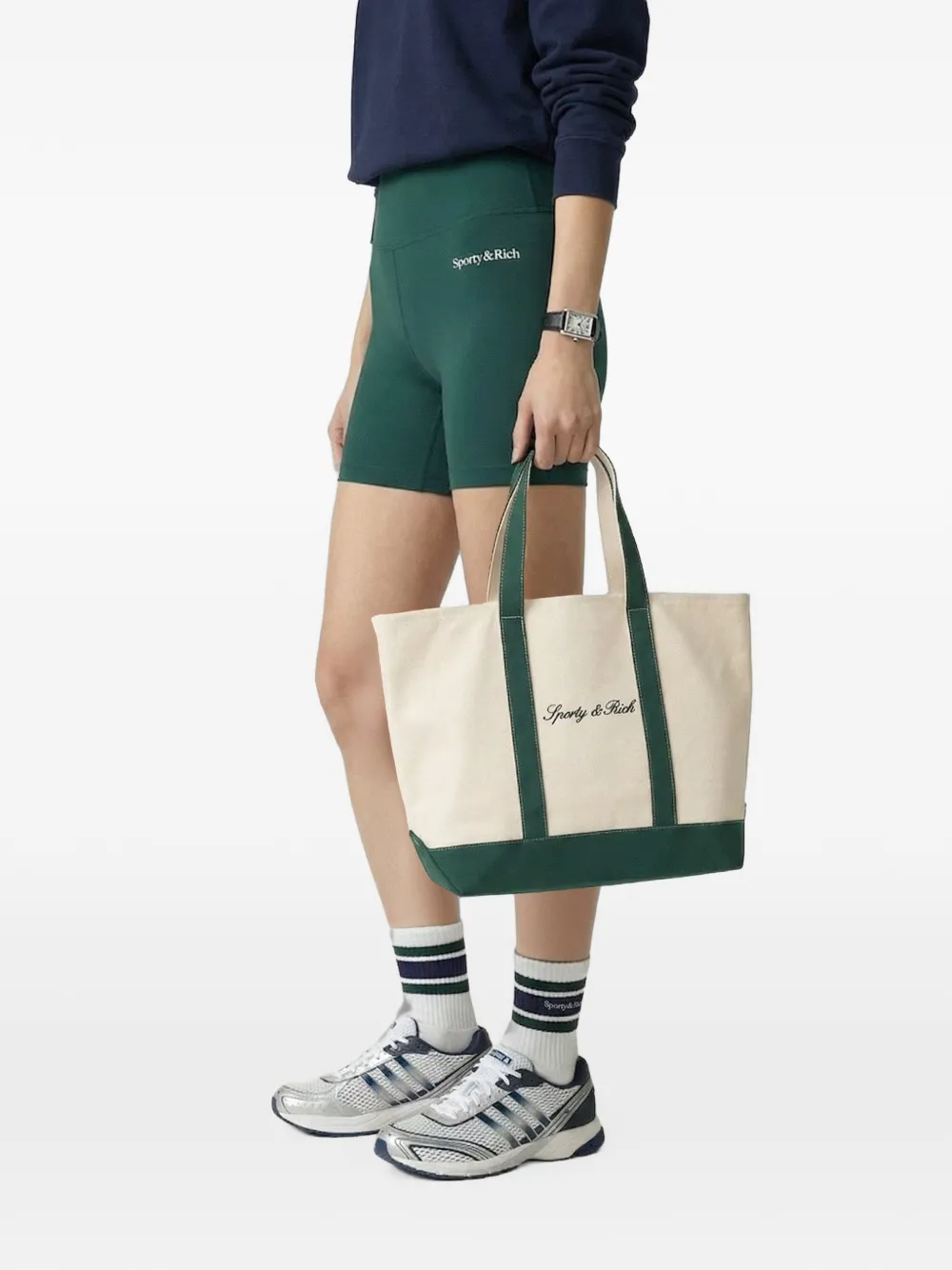 Sporty & Rich Medium Signature shopper met logo Beige