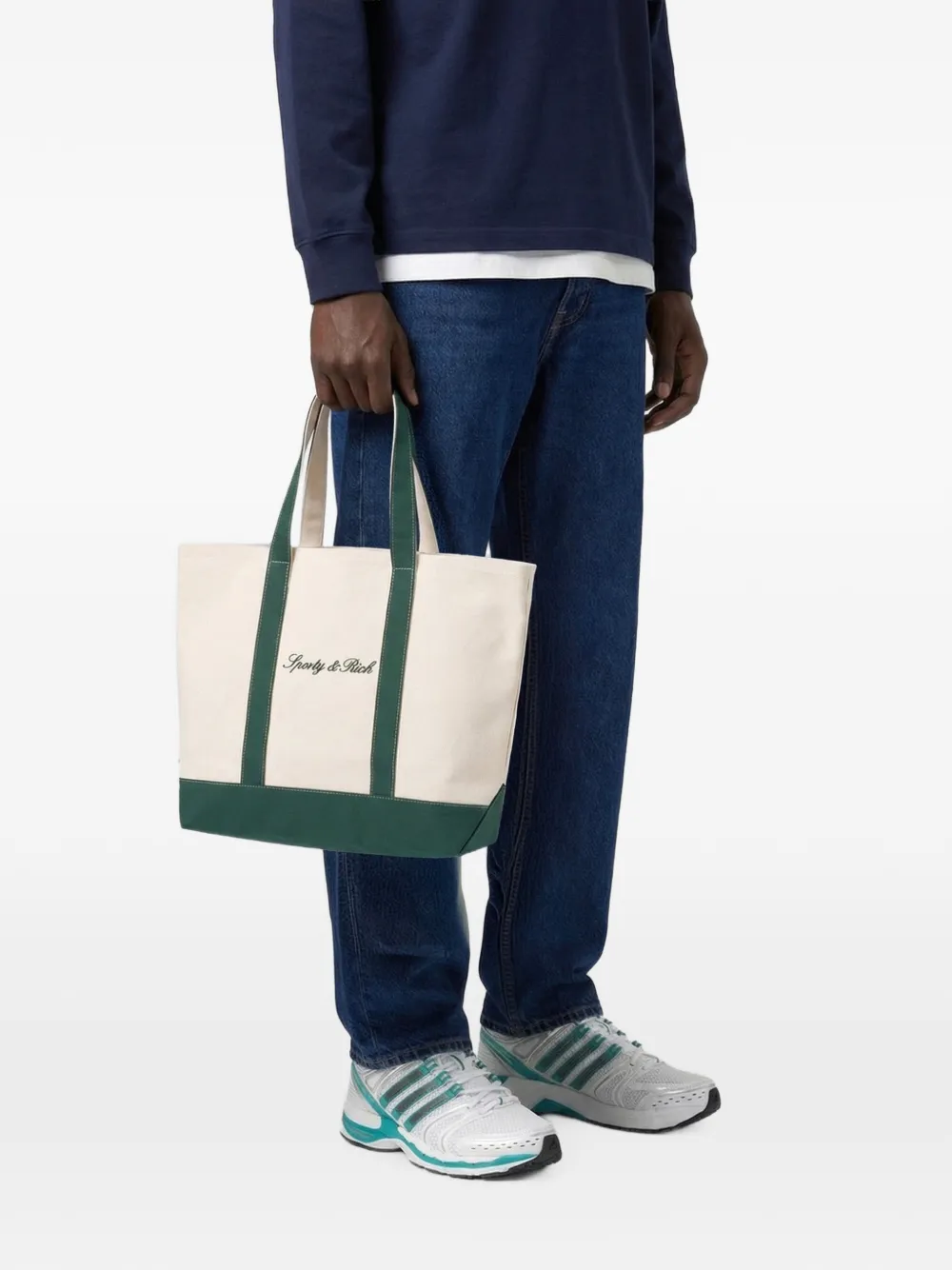 Sporty & Rich Medium Signature shopper met logo Beige