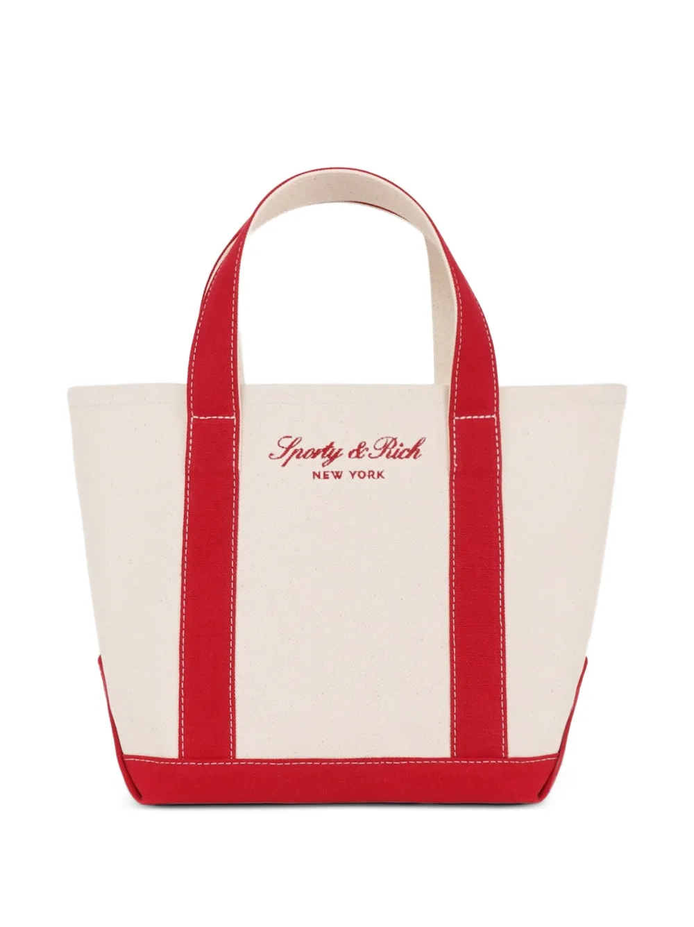Sporty & Rich Signature NY Mini-Tote Bag mit Logo - Nude