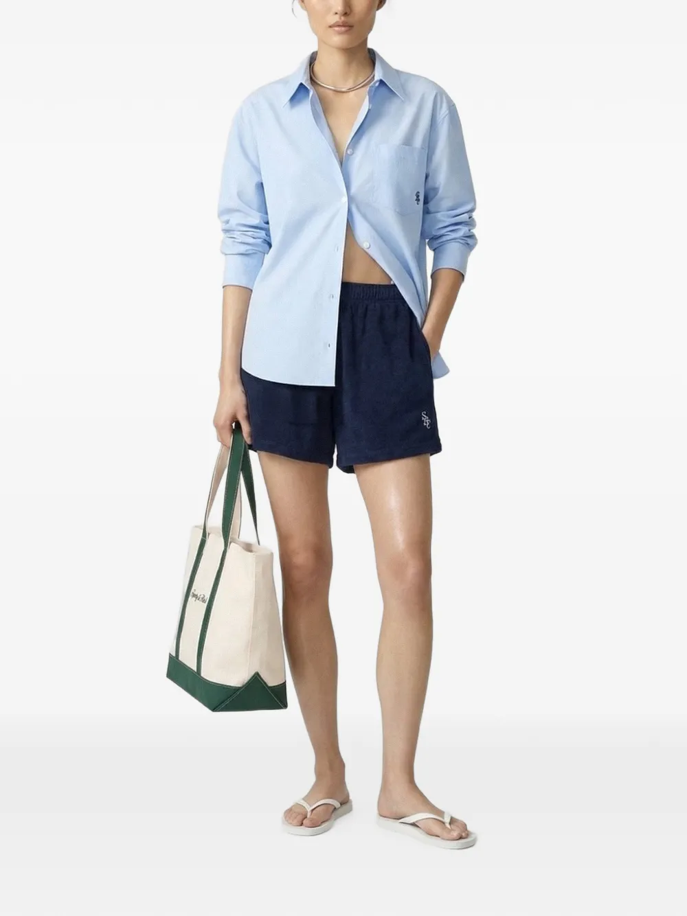 Sporty & Rich SRC badstof shorts Blauw