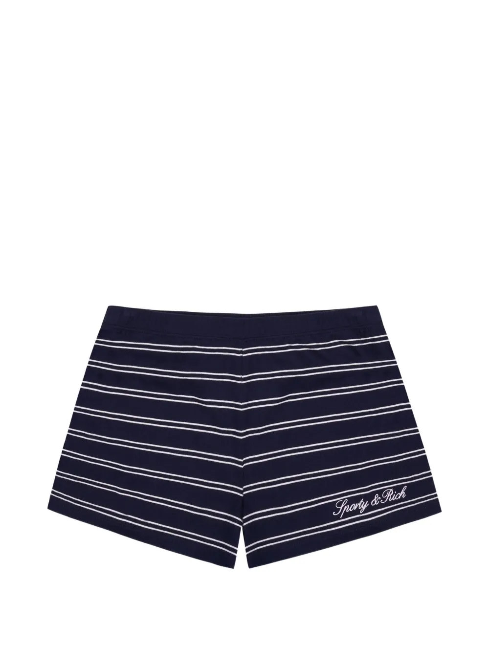 Sporty & Rich Shorts a righe con ricamo logo - Blu