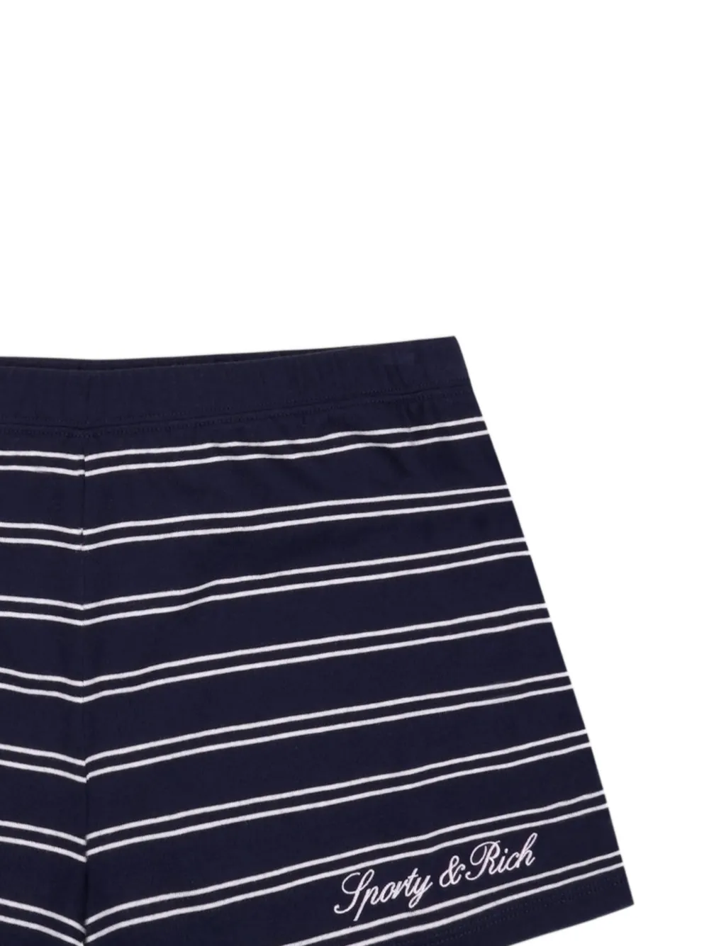 Sporty & Rich Gestreepte shorts met geborduurd logo Blauw