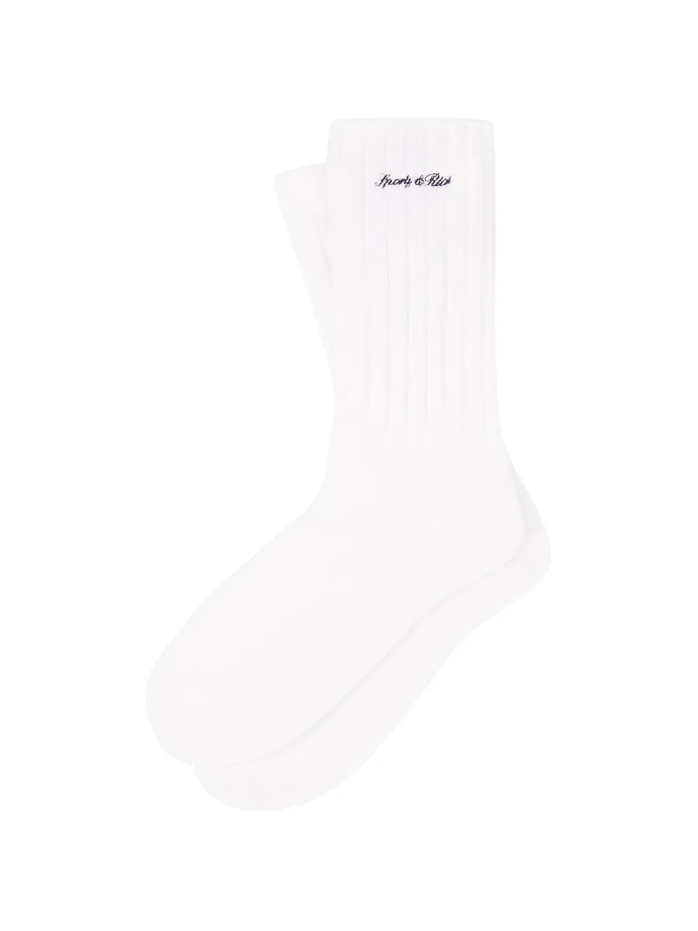 Sporty & Rich Gerippte Socken mit Logo-Stickerei - Weiß