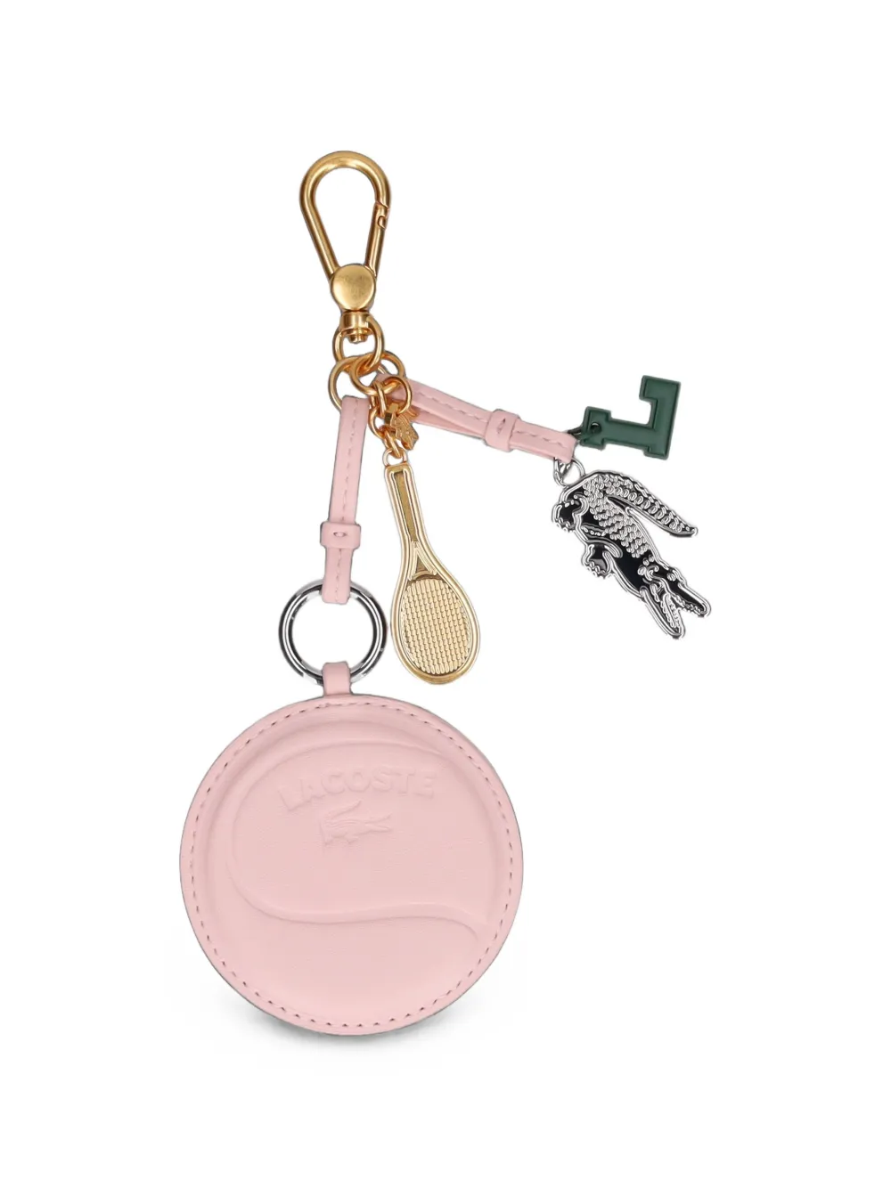Lacoste Logo-embossed Tennis-racket Keyring In Pink