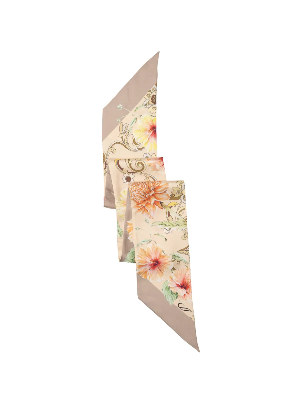 Elizabetta Hawaii Bloom zijden sjaal Beige