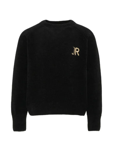 John Richmond Junior logo-embroidered striped-back sweater