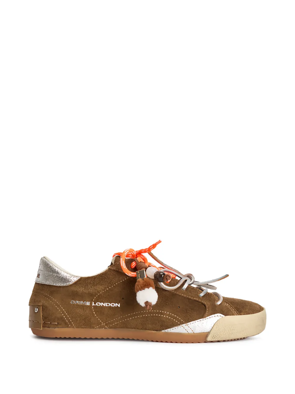 Crime London suede bead-embellished sneakers - Braun