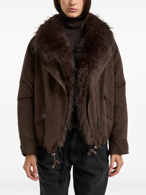 Valentini faux-fur trim zip-up jacket