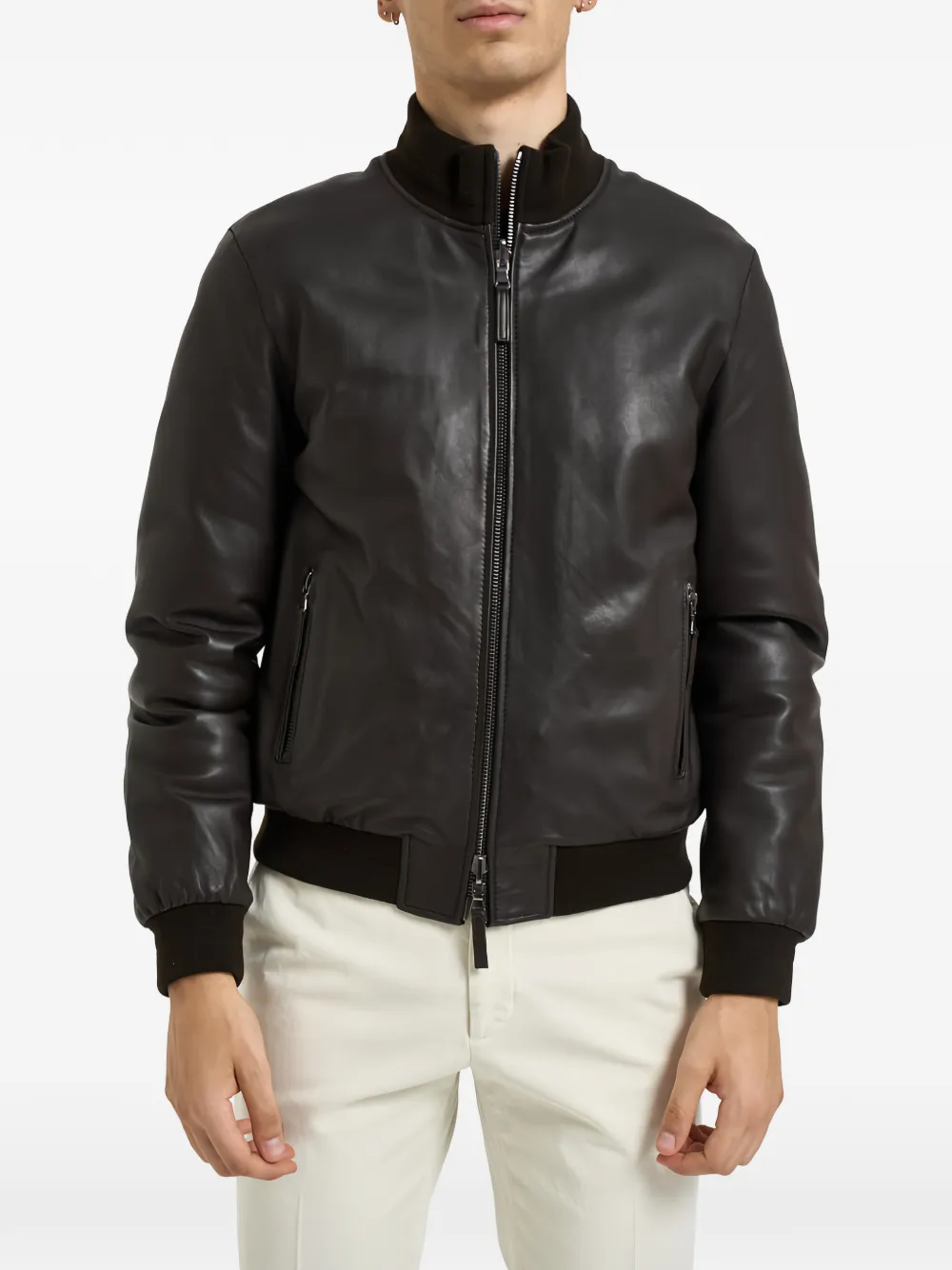 THE JACK LEATHERS leather bomber jacket - Marrone