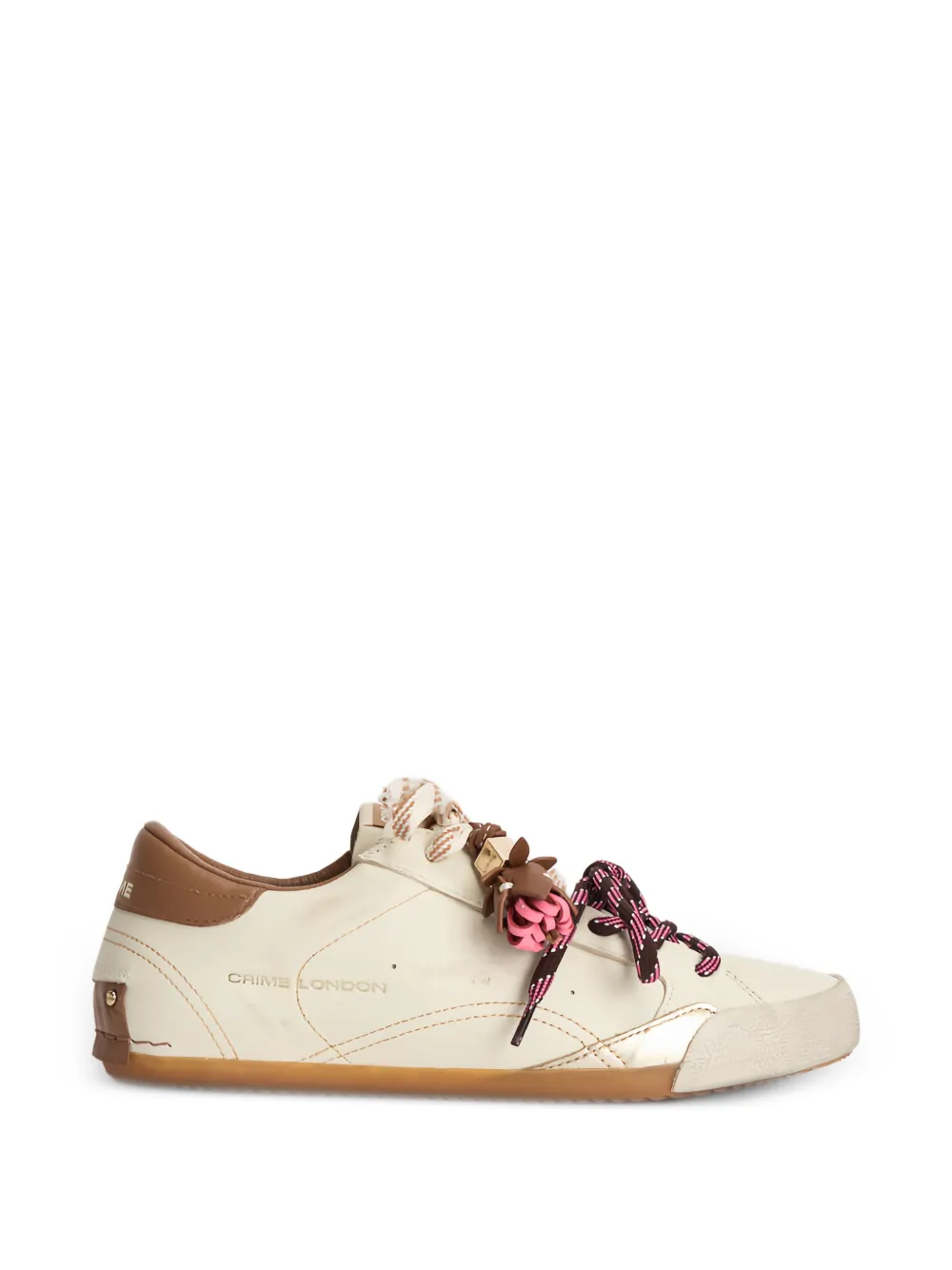 Crime London Sneakerina distressed-effect charm-detail sneakers - Nude