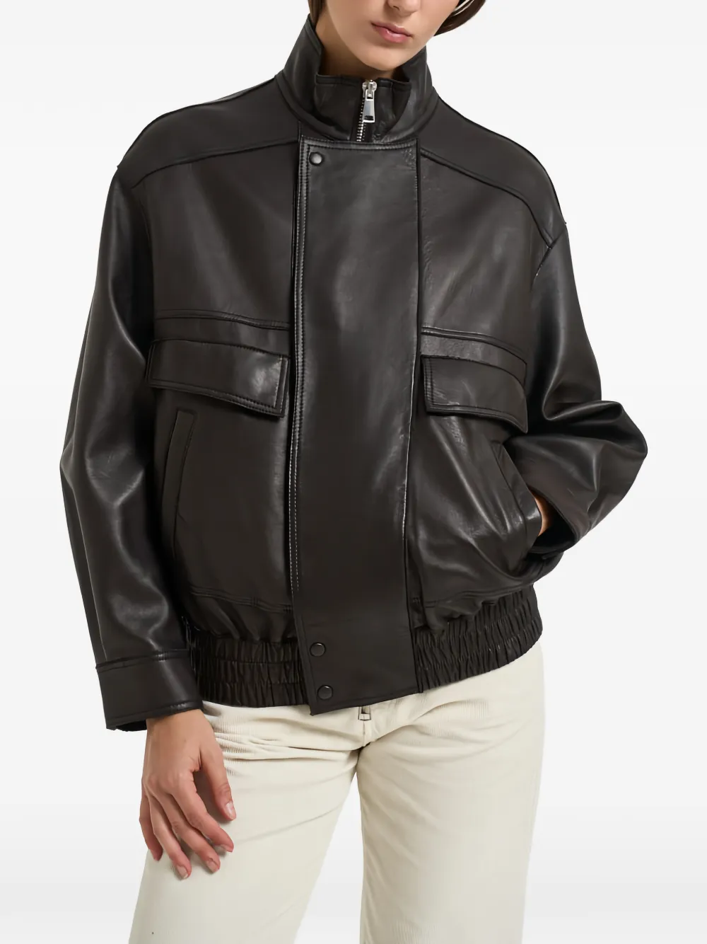 THE JACK LEATHERS Droite Leder-Bomberjacke - Braun