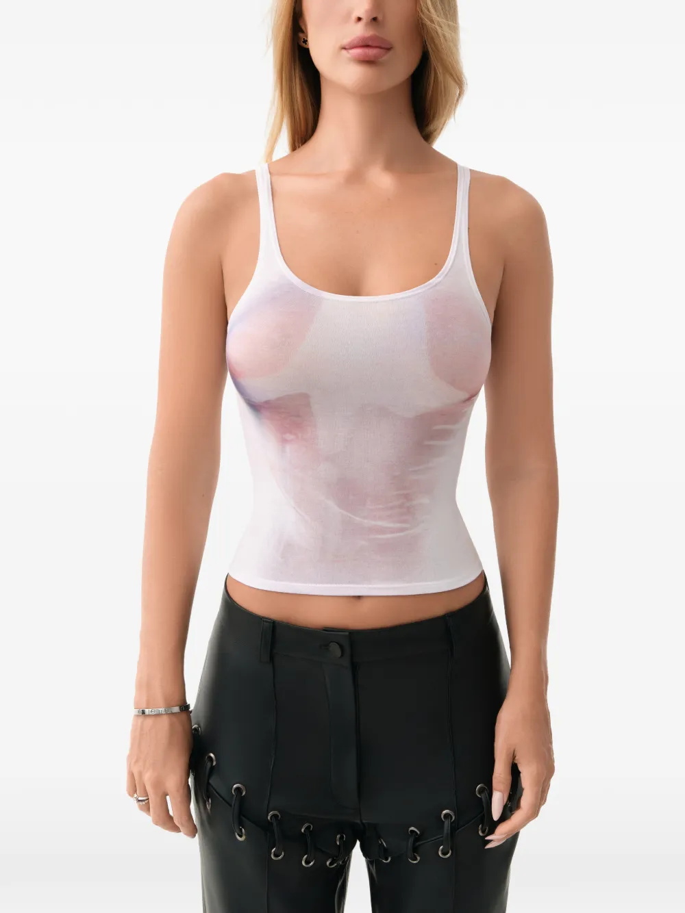 Lika illusion-print tank top - Bianco