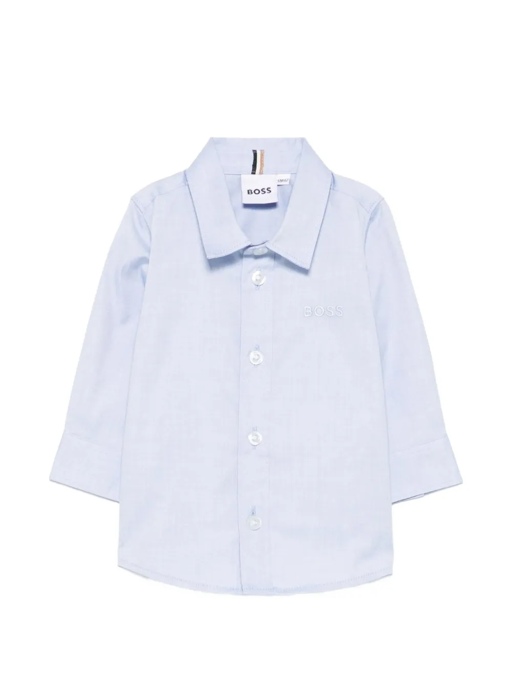 BOSS Kidswear embroidered-logo long-sleeve shirt - Blu