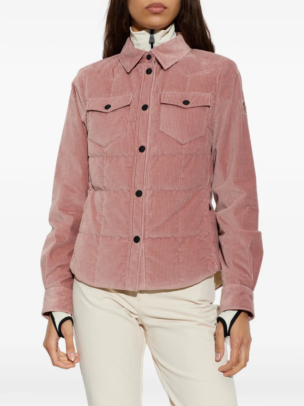 Moncler Grenoble Nangy gewatteerd ribfluwelen donsjack Roze