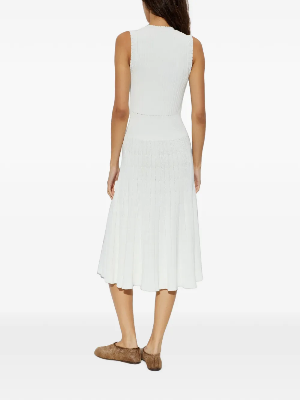 Lacoste Ribgebreide midi-jurk Wit