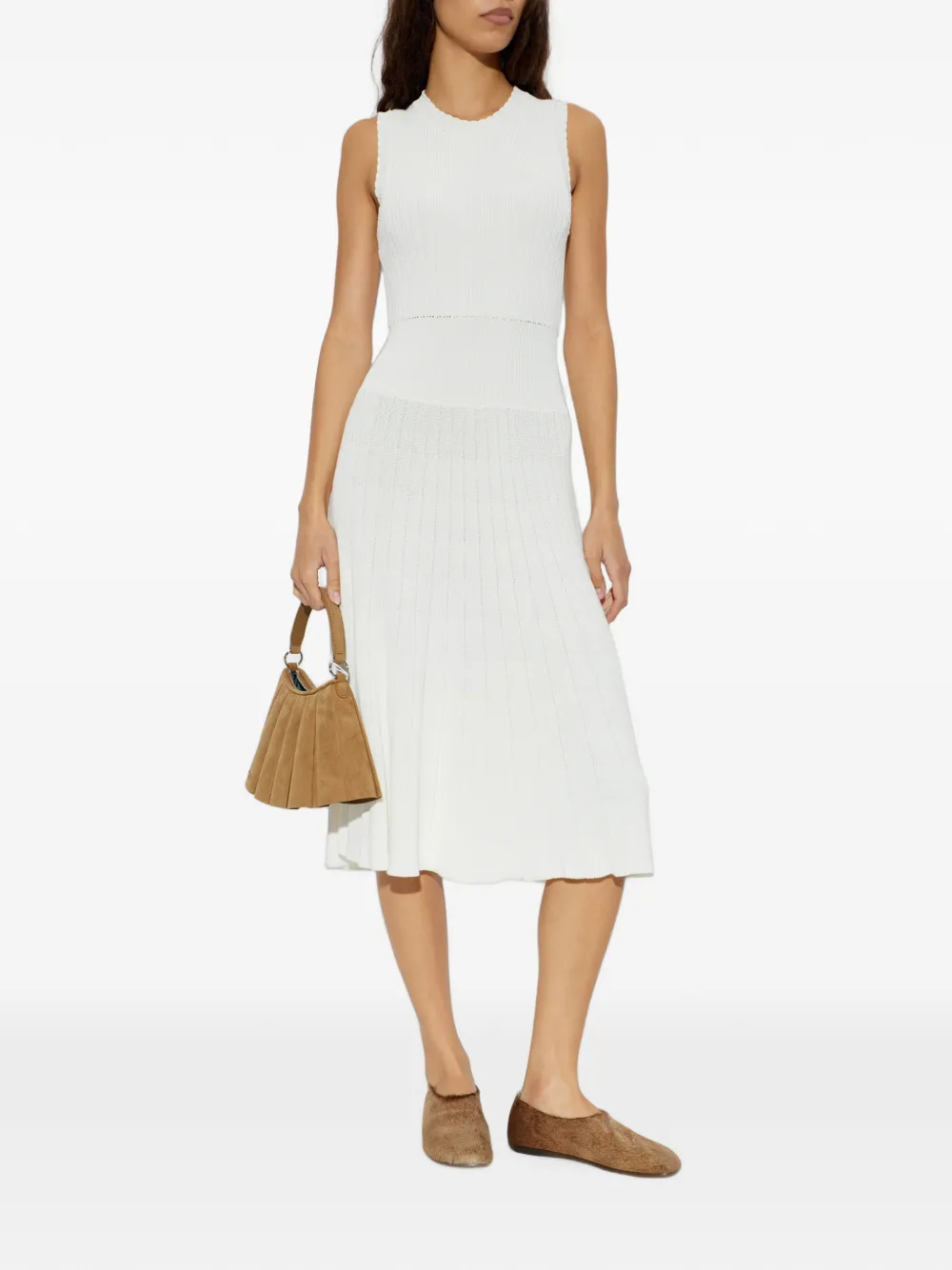 Lacoste Ribgebreide midi-jurk Wit