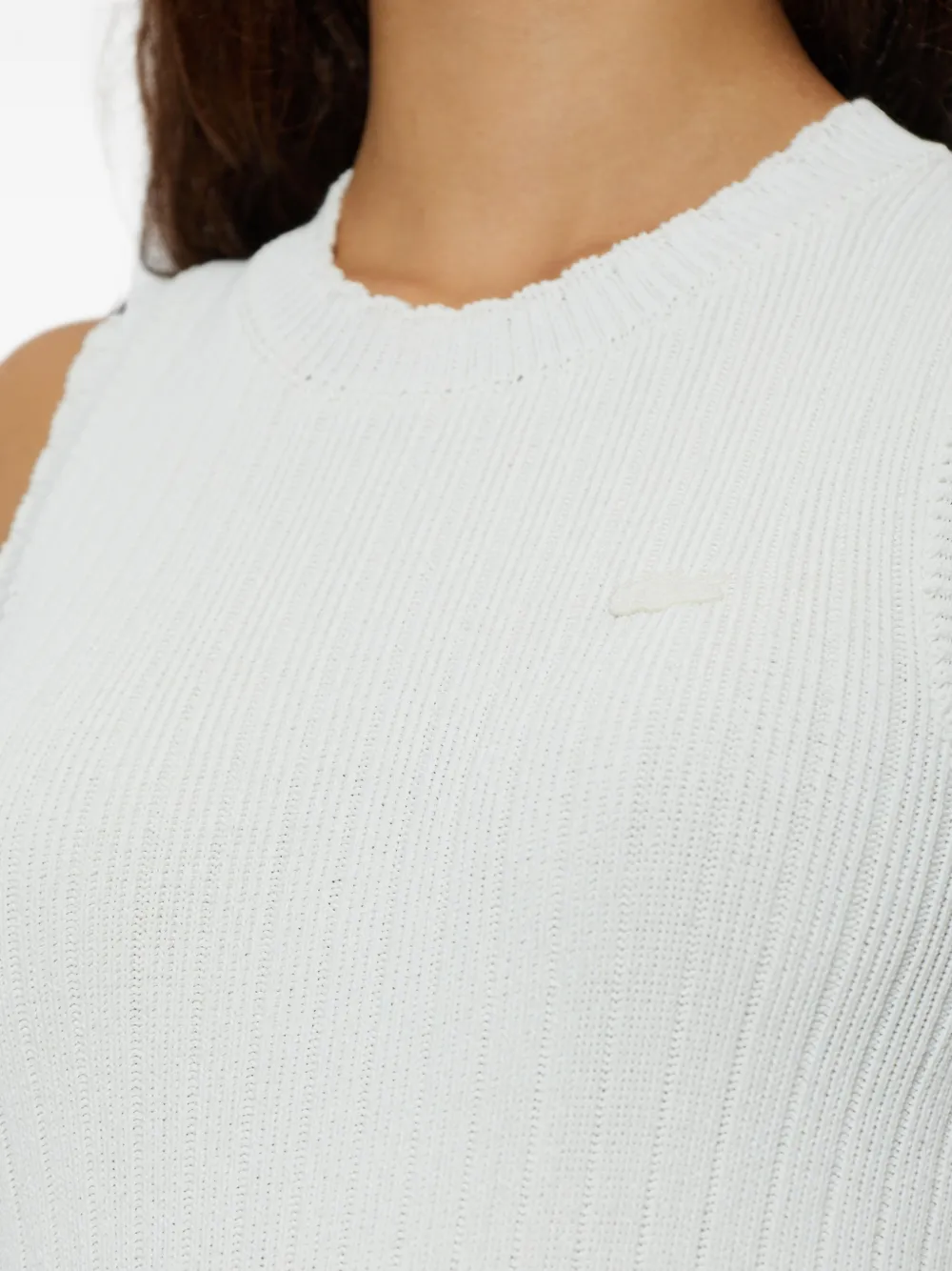 Lacoste Ribgebreide midi-jurk Wit