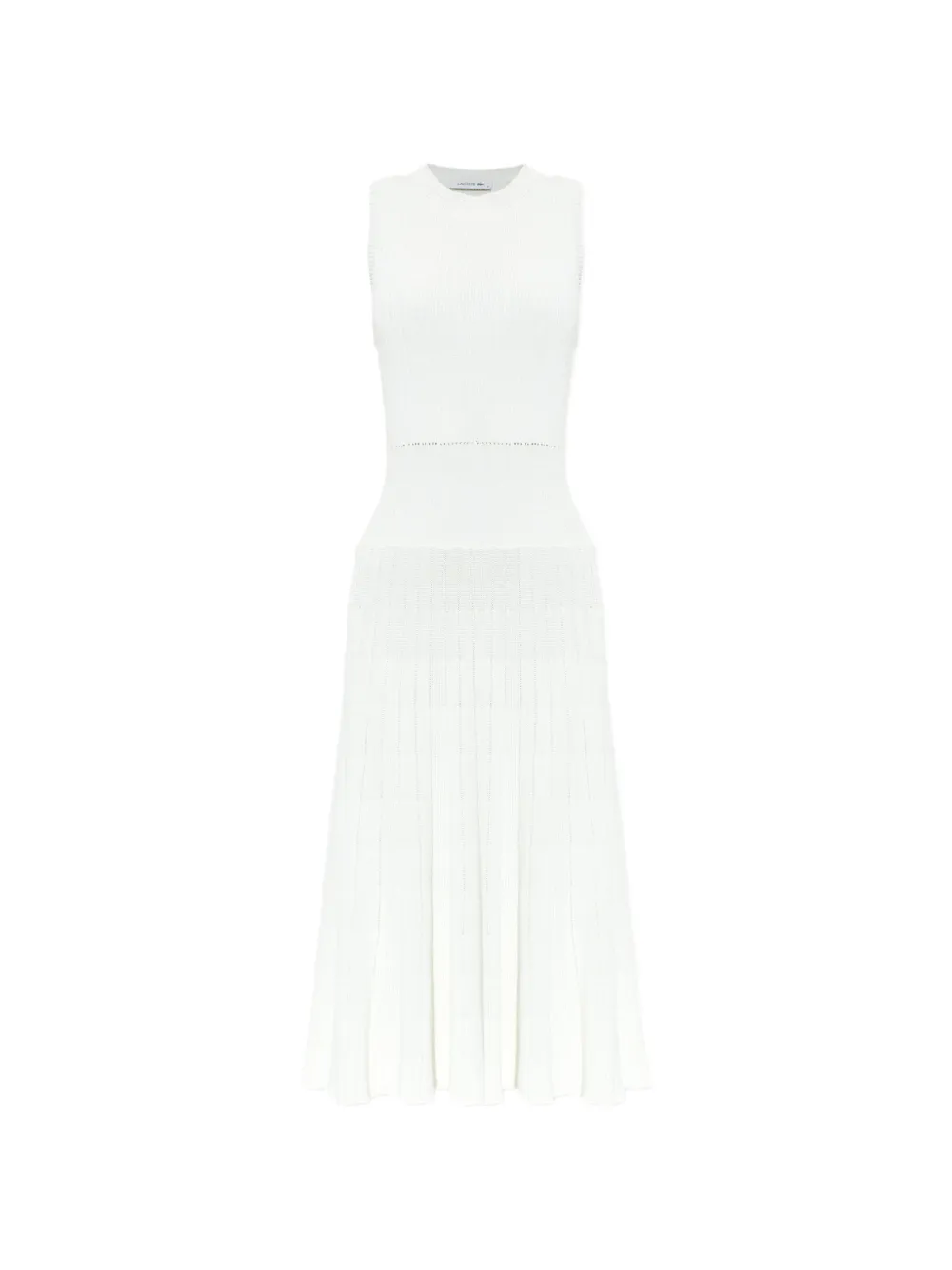 Lacoste ribbed-knit sleeveless midi dress - Bianco