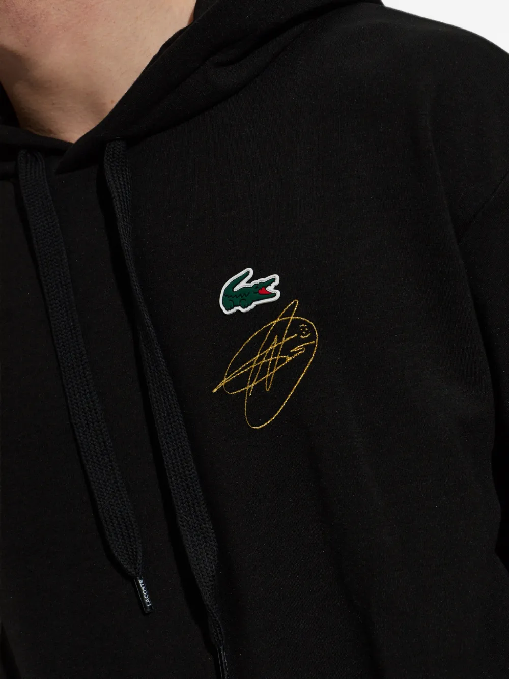 Lacoste x Novak Djokovic hoodie met geborduurd logo Zwart