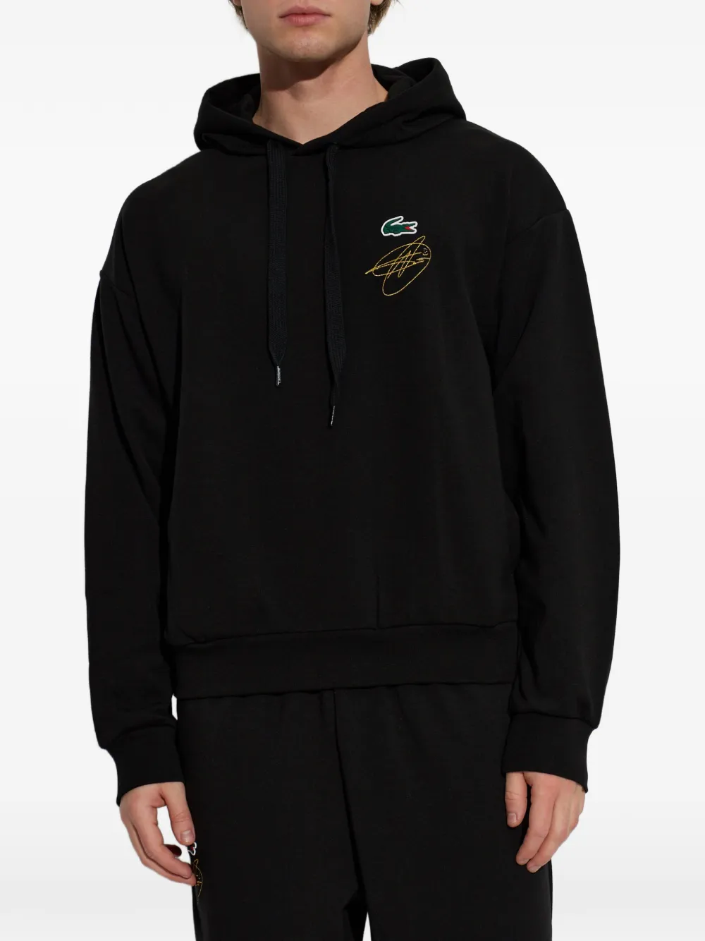 Lacoste x Novak Djokovic hoodie met geborduurd logo Zwart