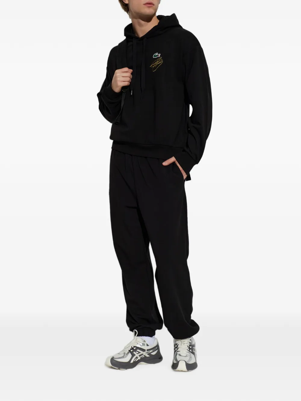 Lacoste x Novak Djokovic hoodie met geborduurd logo Zwart
