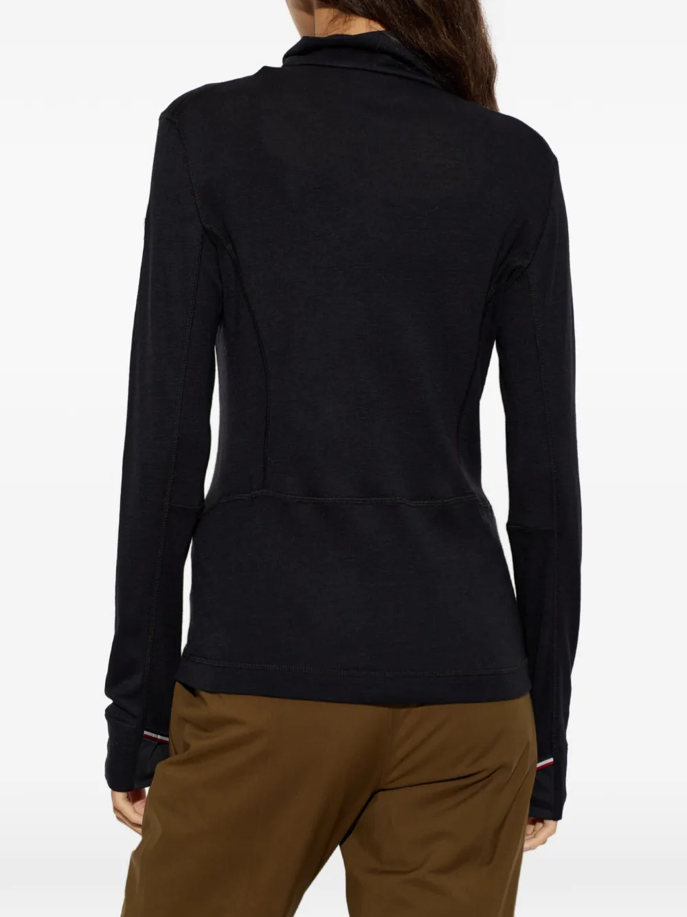 Moncler Grenoble Basislaagtop met col en halve rits Zwart