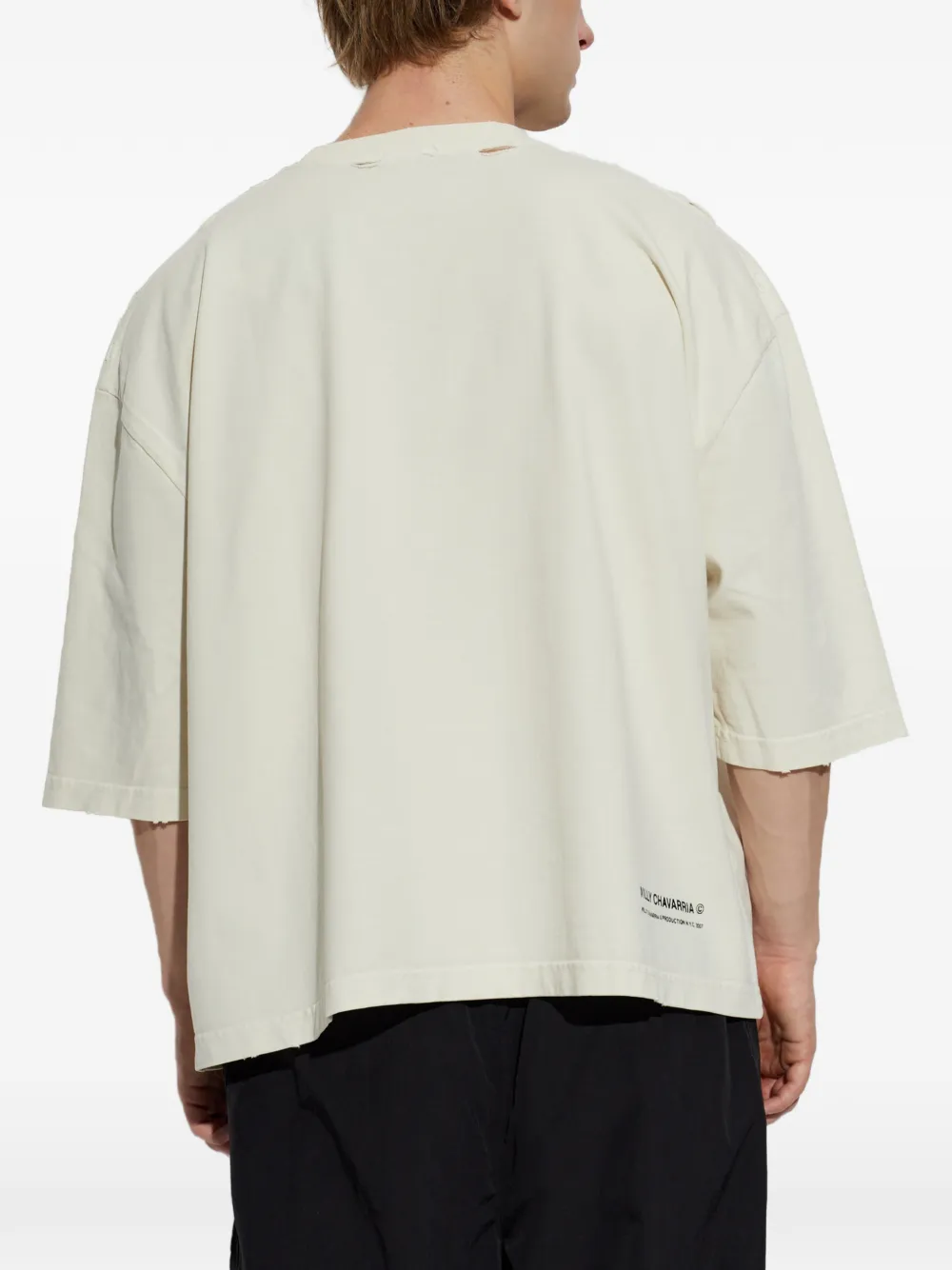 Willy Chavarria Street Moves Bufallo gerafeld T-shirt met grafische print Beige