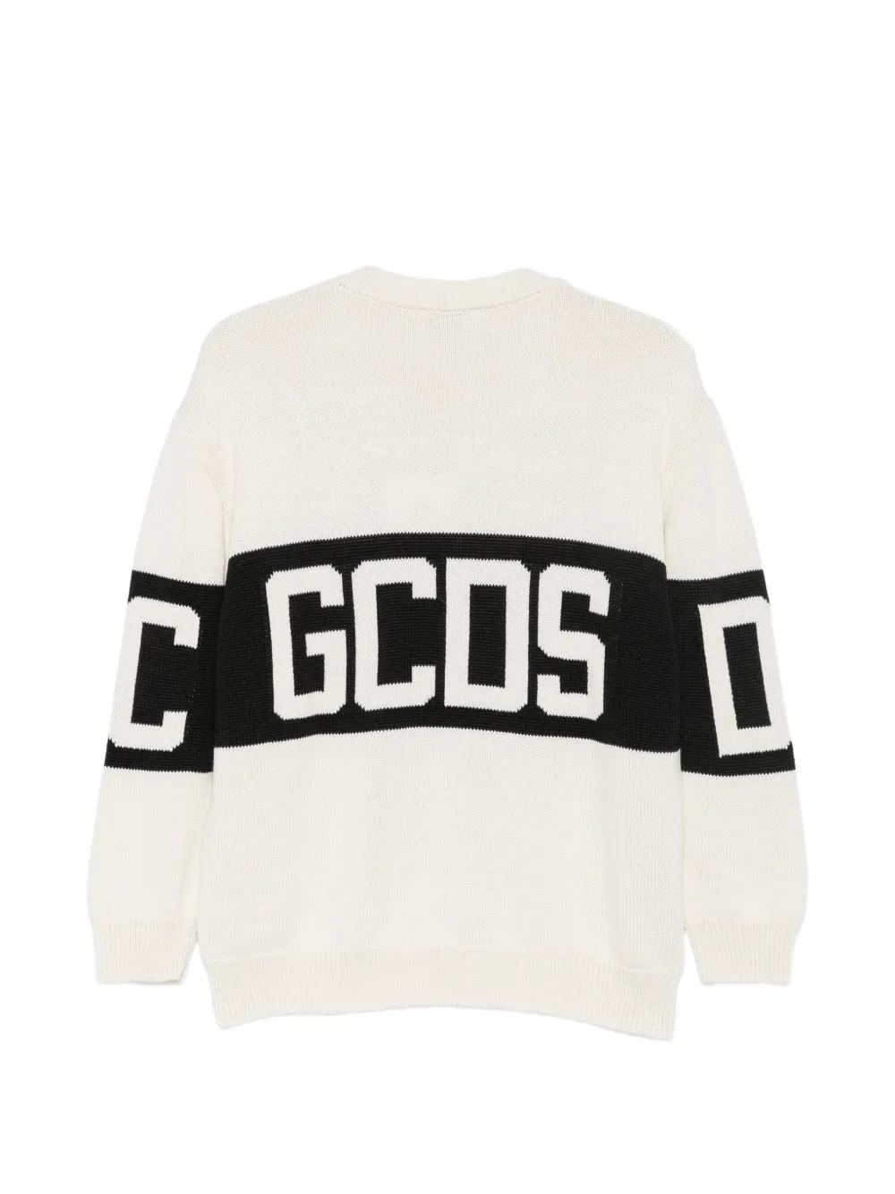 Gcds Kids logo-intarsia sweater Beige