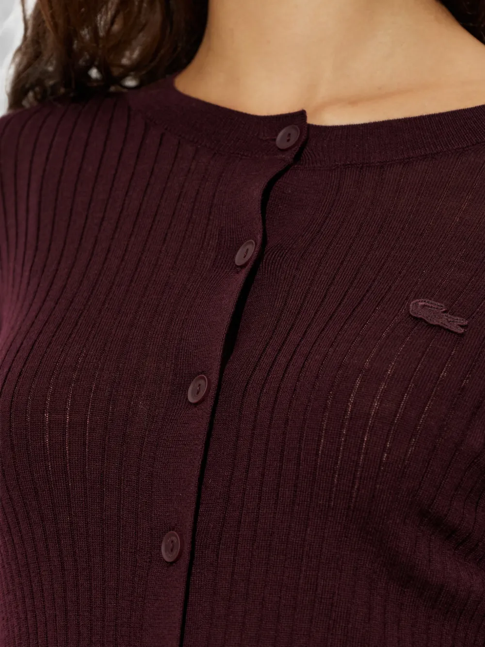 Lacoste Ribgebreid vest Paars