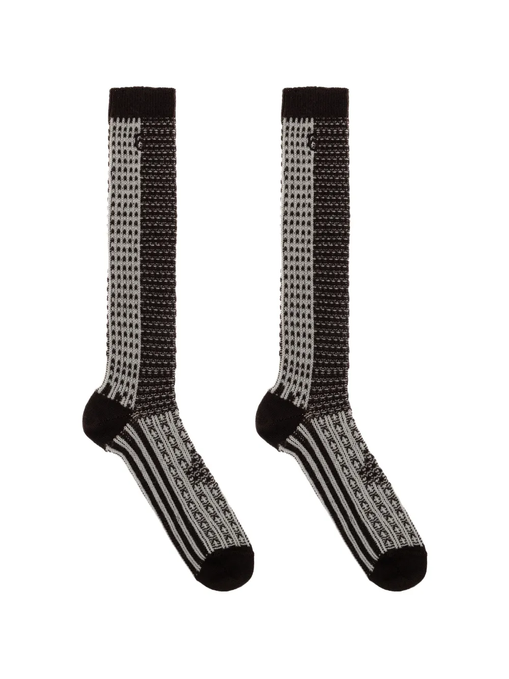 MM6 Maison Margiela bi-colour jacquard knee-high socks - Marron MM6 Maison Margiela bi-colour jacquard knee-high socks - Marron