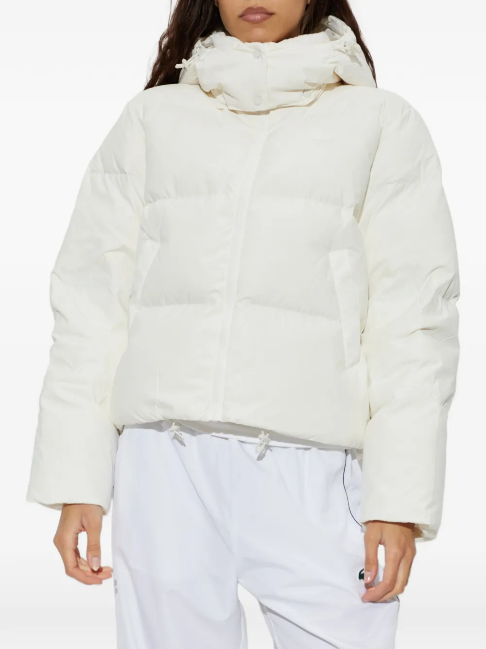 Lacoste Donsjack met capuchon Wit