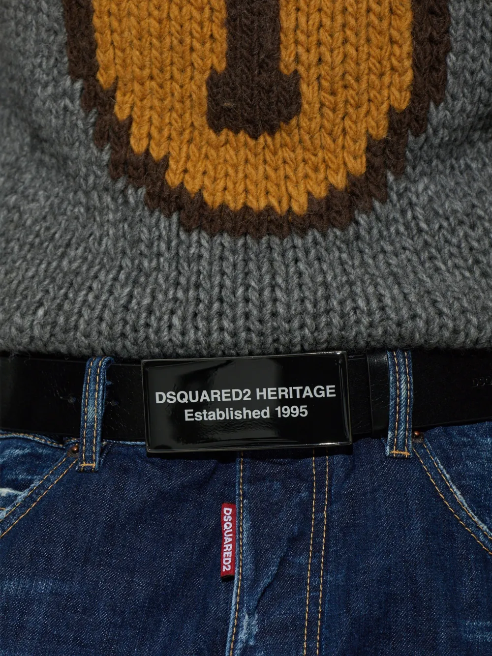 DSQUARED2 Heritage riem met plakkaat Zwart