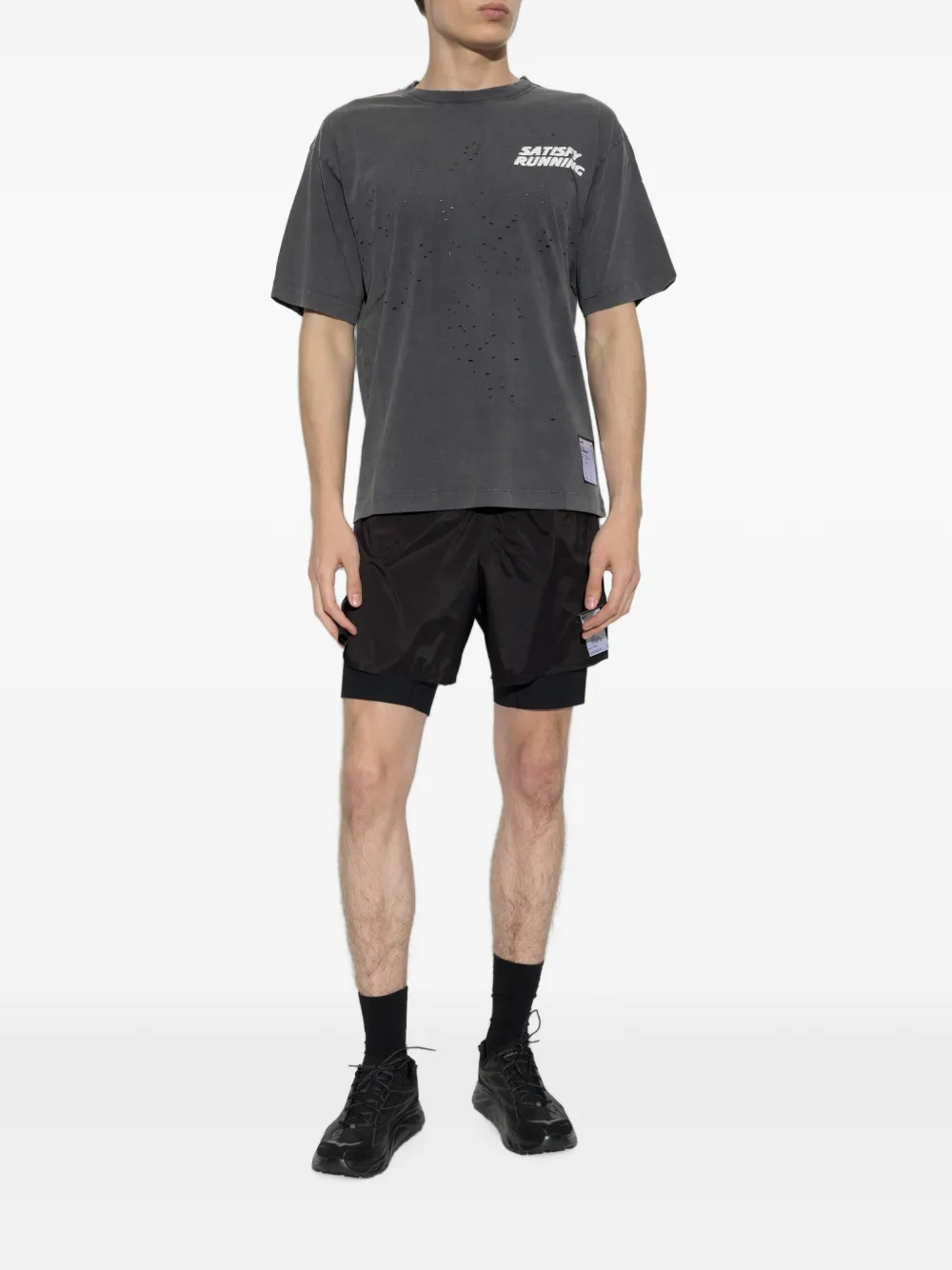 Satisfy Mothtech Logo-print T-shirt In Gray
