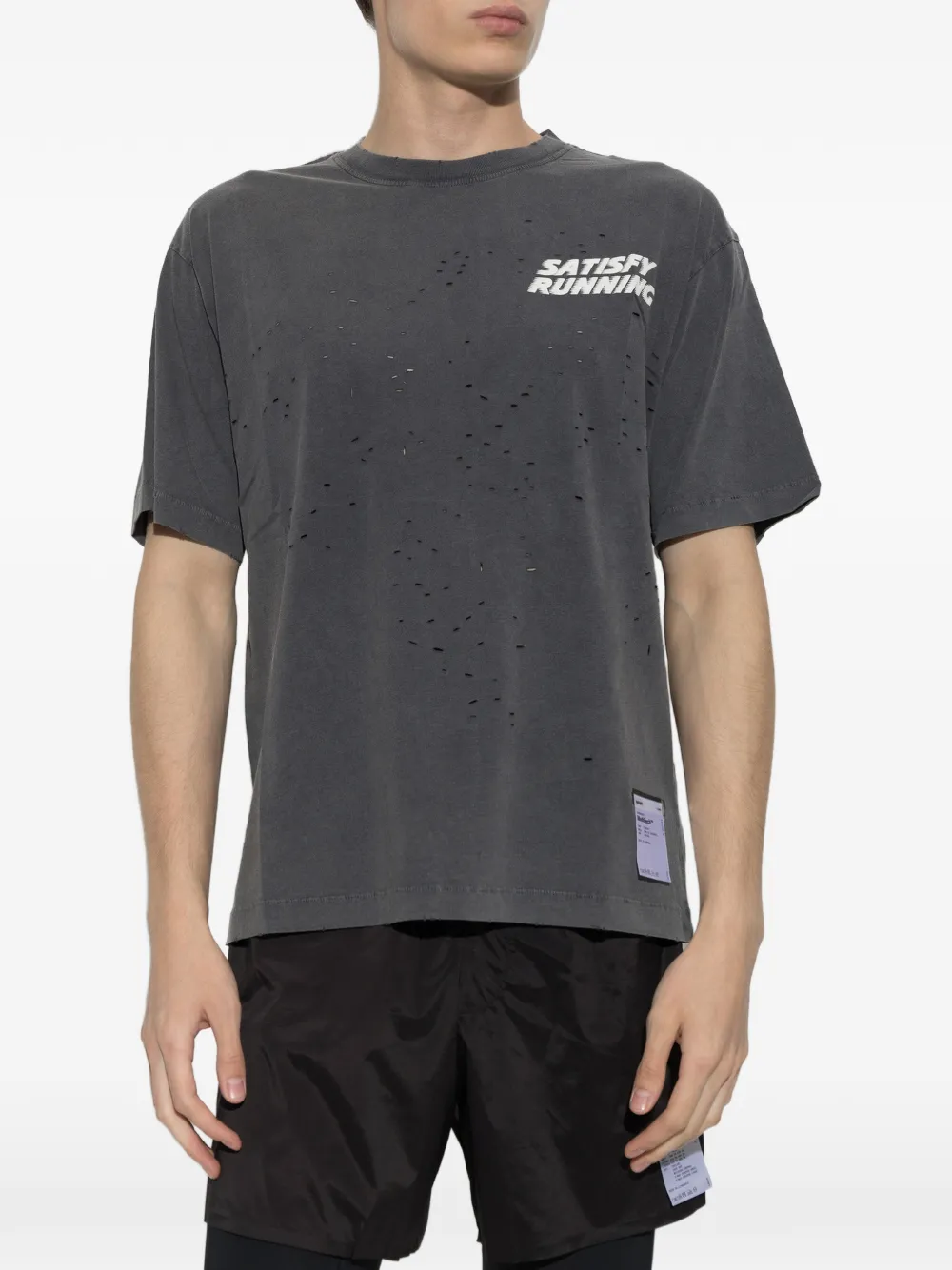Satisfy Mothtech Logo-print T-shirt In Gray