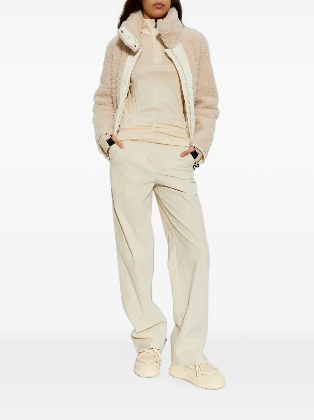 Moncler Grenoble Ribfluwelen broek met wijde pijpen Wit