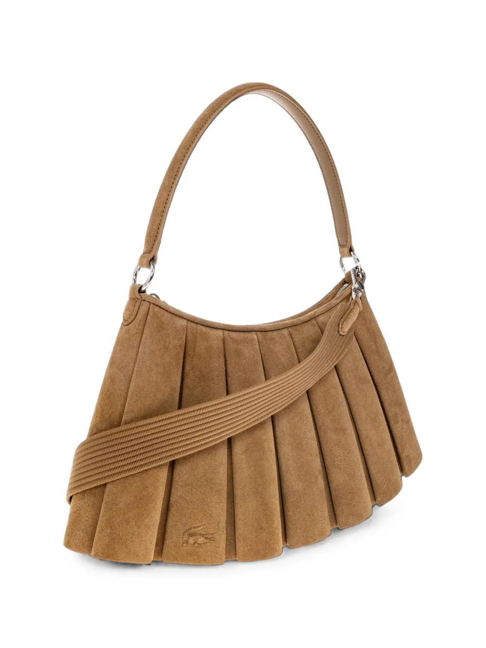 Lacoste Medium Lenglen geplooide schoudertas Beige