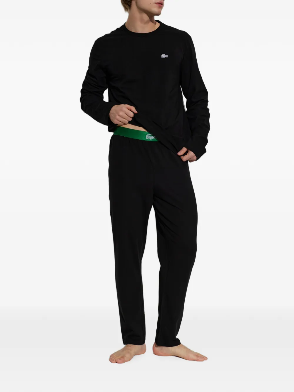Lacoste Tweedelige pyjama met logo-patch Zwart